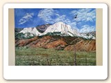 The quilt we hung is of the Toiyabe Mountain Range in central Nevada. It is a beautiful place with fond memories. The Hang it Dang it quilt hanger was quick and easy to use!! 
- Mary